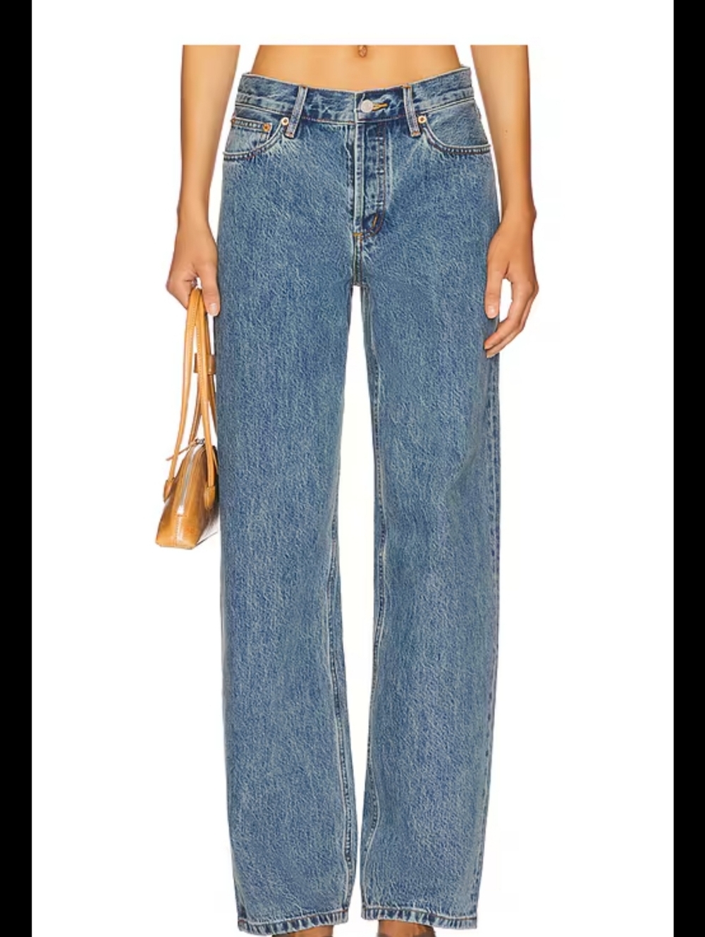 Still Here NYC Everyday Jeans Button Fly Straight Leg 100% Cotton Denim Blue